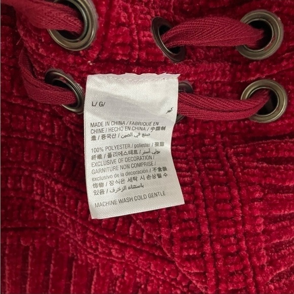 Style&co Red V-Neck Lace Up Sweater, L - Picture 9 of 10